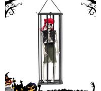 Fantôme effrayant dans un prisonnier - Cage de prisonnier éclairée - Décoration d'horreur d'Halloween - Accessoires de farce saisonnière avec détecteur de mouvement pour salon, bar