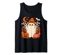 Fantôme Effrayant Heureux avec citrouilles et Chauves-Souris pour Halloween Débardeur