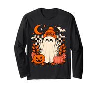 Fantôme Effrayant Heureux avec citrouilles et Chauves-Souris pour Halloween Manche Longue