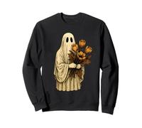 Fantôme Effrayant Vintage Tenant des Fleurs de Tulipe Mignon Halloween Sweatshirt