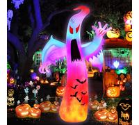 Fantôme géant Gonflable d'halloween de 3,7 m avec Ailes - Décorations d'extérieur colorées Clignotantes et Flammes - pour décoration de Cour, Jardin, pelouse, intérieur