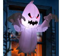 Fantôme gonflable d'Halloween de 1,8 m avec LED intégrées, fantôme volant gonflable qui s'est échappé de la fenêtre pour Halloween, décoration de fenêtre, cour, jardin, pelouse