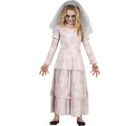 Fantôme Halloween Costume Voile Hanté Enfants Mariage Fantôme Fête Horreur Aventure Nuit, Taille : 110/116 Couleur : Blanc