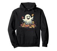 Fantôme Heureux dans des Feuilles d'automne colorées pour Halloween Sweat à Capuche