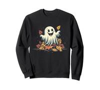Fantôme Heureux dans des Feuilles d'automne colorées pour Halloween Sweatshirt