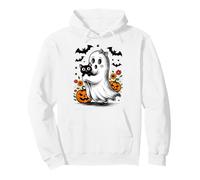 Fantôme Kawaii avec Chat et Citrouille Halloween Sweat à Capuche