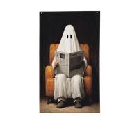 Fantôme lisant le journal dans un fauteuil, cour, maison, drapeaux, 9,1 x 1,5 m, bannière de vœux avec œillets, décoration d'intérieur ou d'extérieur