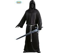 Fantôme médiéval Capuche Costume Halloween Ténèbres Fantasy Guerrier Horreur Mystère Élégance Capuche Aura Guerrière, Taille : 52 - 54 (L) Couleur : Noir