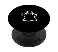 Fantôme Mignon écoutant de la Musique pour Halloween PopSockets PopGrip Adhésif