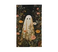 Fantôme mignon tenant une bougie, drapeaux de maison, 9,1 x 1,5 m, bannière de vœux avec œillets, décoration d'intérieur et d'extérieur