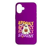 Fantôme Mignon Tenant Une Citrouille Halloween Groovy Spooky Vibes Coque pour iPhone 16 Plus
