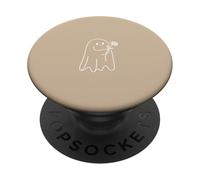 Fantôme Mignon Tenant Une Fleur Minimaliste - Beige PopSockets PopGrip Adhésif