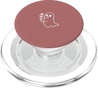 Fantôme Mignon Tenant Une Fleur Minimaliste - Rose PopSockets PopGrip pour MagSafe