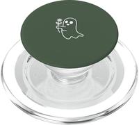 Fantôme Mignon Tenant Une Fleur Minimaliste - Vert Sauge PopSockets PopGrip pour MagSafe