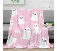 Fantôme Motif 3D Printed Plaid Microfibre Décor Maison Rose Ghost Throw Blanket Doux Chaud pour Canapé Chambre Adulte 60x80(150x200cm)