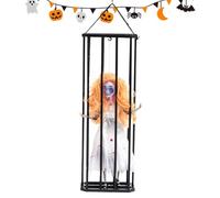 fantôme Prisonnier du capteur | Cage animée avec des lumières de détection de Mouvement | Accessoire Effrayant, décoration de détection hantée, caractéristique Clignotante, Salon, Halloween,