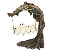 Fantôme sur une balançoire d'arbre - Décoration d'Halloween - Jolie figurine en résine effrayante pour table, cheminée, cour, cheminée hantée, porche, fête
