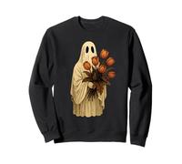 Fantôme Tenant des Fleurs de Tulipe Vintage Effrayant Mignon Halloween Sweatshirt