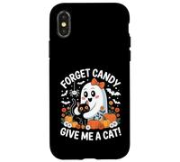 Fantôme Tenant Un Chat Noir avec Motif Floral oublie Bonbons Give Me A Cat Coque pour iPhone X/XS