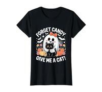 Fantôme Tenant Un Chat Noir Groovy Forget Candy Donne-Moi Un Chat T-Shirt Graphique avec Valeur, Femme, Noir, XS