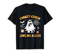 Fantôme Tenant Un Chat Noir Groovy Forget Candy Donne-Moi Un Chat T-Shirt Graphique avec Valeur, Homme, Noir, S