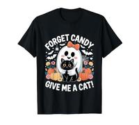 Fantôme Tenant Un Chat Noir Groovy Forget Candy Donne-Moi Un Chat T-Shirt Graphique avec Valeur, Homme, Noir, XL
