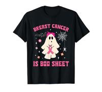 Fantôme Tenant Un Ruban Rose pour la Sensibilisation au Cancer du Sein T-Shirt Graphique avec Valeur, Homme, Noir, L