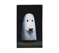 Fantôme tenant une bougie - Drapeaux minimalistes de maison de cour - 9,1 x 1,5 m - Bannière de vœux avec œillets - Décoration d'intérieur ou d'extérieur