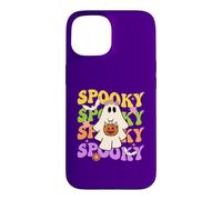 Fantôme Tenant Une Citrouille Halloween Groovy Spooky Vibes Femmes Coque pour iPhone 15