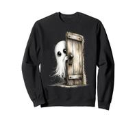 Fantôme timide Qui Jette Un Coup d'œil à la Porte Rustique Effrayant et Mignon Esprit Sweatshirt