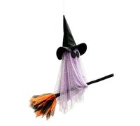Fantôme Volant d'halloween sur Un Balai à Suspendre, Sorcière Volante Décoration d'halloween, Pendentif Résistant aux Intempéries pour Pelouse Patio Porche Cour