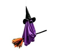 Fantôme Volant d'halloween sur Un Balai à Suspendre, Sorcière Volante Décoration d'halloween, Pendentif Résistant aux Intempéries pour Pelouse Patio Porche Cour