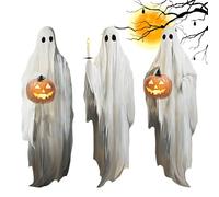 Fantômes Adhésifs pour Fenêtres | 3 Feuilles Très Grandes Décorations de Fantôme avec Citrouille et Bougie | Autocollants Effrayants Réutilisables pour Bureau Fête Scolaire Halloween |