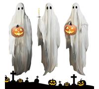 Fantômes Adhésifs pour Fenêtres | 3 Feuilles Très Grandes Décorations de Fantôme avec Citrouille et Bougie | Autocollants Effrayants Réutilisables pour Bureau Fête Scolaire Halloween |