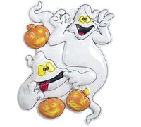 Fantômes amusants avec citrouilles Décoration murale Halloween pour enfants blanc-orange-jaune 36x51cm
