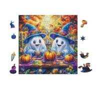 Fantômes avec des citrouilles à Halloween 100 Pièces Puzzle Adolescent en Voitureton Rigide Difficulté Moyenne Activité ÉduChative Voyage Déplacement Cadeau Anniversaire Petit Prix 28x28cm