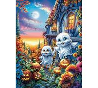 Fantômes d'halloween dans Le Champ de citrouilles 500 Pièces Puzzle Adolescent en Carton Anti-Déchirure Mythes Conte de fées Difficulté Moyenne Activité Ã‰ducative Passe-Temps Petit Pr