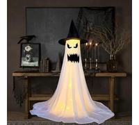 Fantômes d'Halloween illuminés, décorations d'Halloween extérieures, grands fantômes blancs en tissu éclairés par LED, lumières télécommandées, fantômes effrayants et lumineux, décoration(FF)