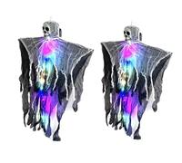 Fantômes effrayants à suspendre pour Halloween avec lumières LED lumineuses et bras flexibles pour des ambiances effrayantes - Ornement de spectres de bras réglables