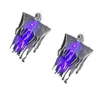 Fantômes effrayants à suspendre pour Halloween avec lumières LED lumineuses et bras flexibles pour des ambiances effrayantes, faciles à installer