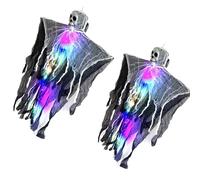 Fantômes effrayants à suspendre pour Halloween avec lumières LED lumineuses et bras flexibles pour les ambiances effrayantes Décoration d'Halloween Squelettes lumineux à DEL