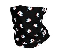 Fantômes Mignons De Dessin Animé Style Pixel Noir Élastique Écharpe Tube Ultra-Douce Chapeaux Demi-Visage Cache-Cou pour Adulte Ski Randonnée