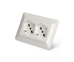 FANTON 42100-27 Multiprise universelle encastrée OPERA/MTX double prise bipas schuko 2P+T 16A pré-câblé pour boîte à 3 modules