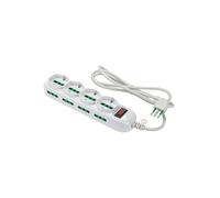 FANTON 474184 Multiprise Triax 4 Prises bipasso-schuko, 8 Prises biphasées, câble 1,5 m, fiche à équipe 10 A + Interrupteur de sécurité Blanc