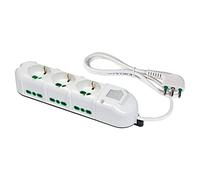 FANTON 481223-B Multiprise électrique 9 places avec 3 prises universelles et 6 prises bivalentes italiennes latérales multiprise 16 A câble 3 m couleur blanche