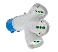 Fanton Adaptateur industriel 73095 Triplex fiche CEE 2P+T à 3 prises bipas Schuko 2P+T