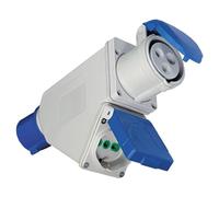 Fanton 73107, Adaptateur industriel de prise CEE 16A à prise bipasso 16A universelle, IP44 pour ateliers, chantiers et usage extérieur