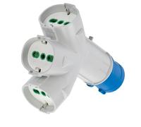 FANTON Adaptateur Industriel TRIPLEX, fiche 2P+T CEE, 3 Prises bipas Schuko