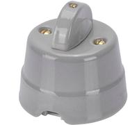 FANTON Bouton rotatif en céramique style rétro couleur gris mur 10AX 250V vintage en porcelaine pour câble textile 84002GR