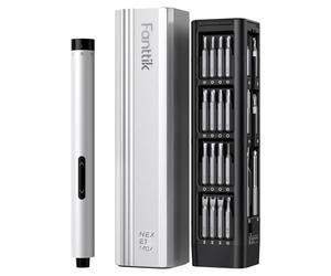 Fanttik E1 MAX mini tournevis électrique, set de tournevis de précision avec 50 embouts magnétiques, 2 vitesses de couple,convient pour téléphone portable/caméra/ordinateur portable/montre (argent)